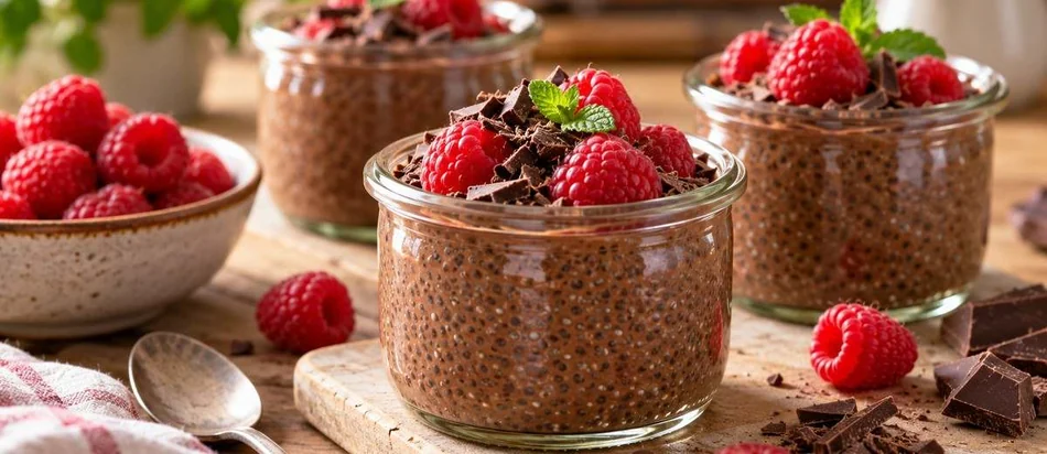 Chocolate raspberry chia pots