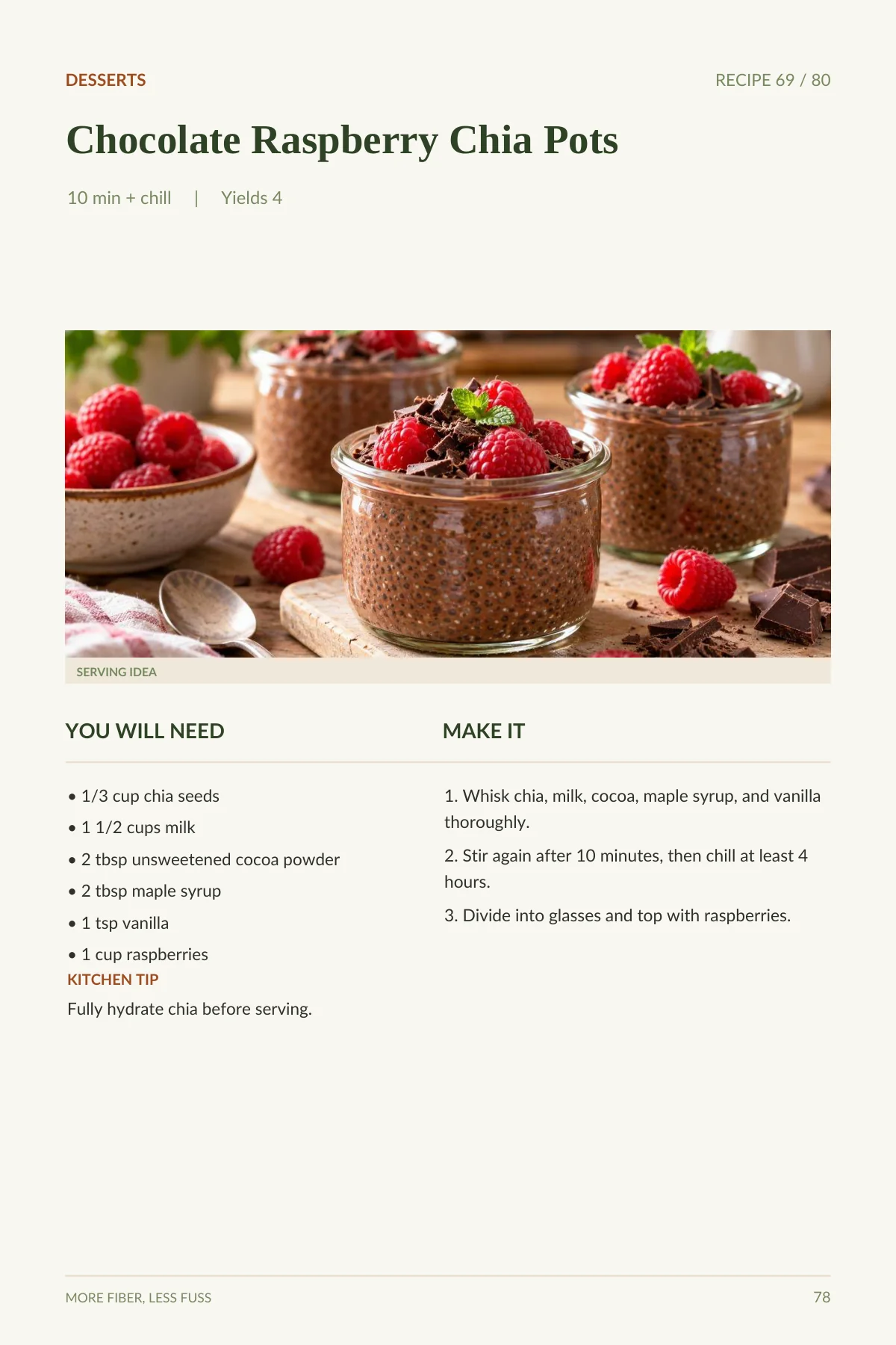 Actual interior page: Chocolate Raspberry Chia Pots